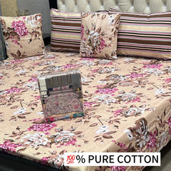 5-Piece Pure Cotton Bedsheet Set – With Piping Pillows & Cushions (1 Set)