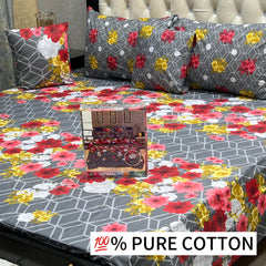 5-Piece Pure Cotton Bedsheet Set – With Piping Pillows & Cushions (1 Set)