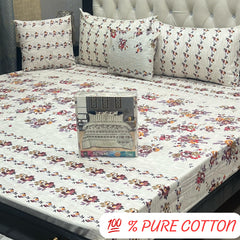 5-Piece Pure Cotton Bedsheet Set – With Piping Pillows & Cushions (1 Set)